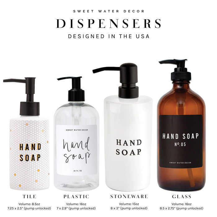 16oz Clear Plastic Hand Soap Dispenser - Black Label - Sweet Water Decor - Dispensers