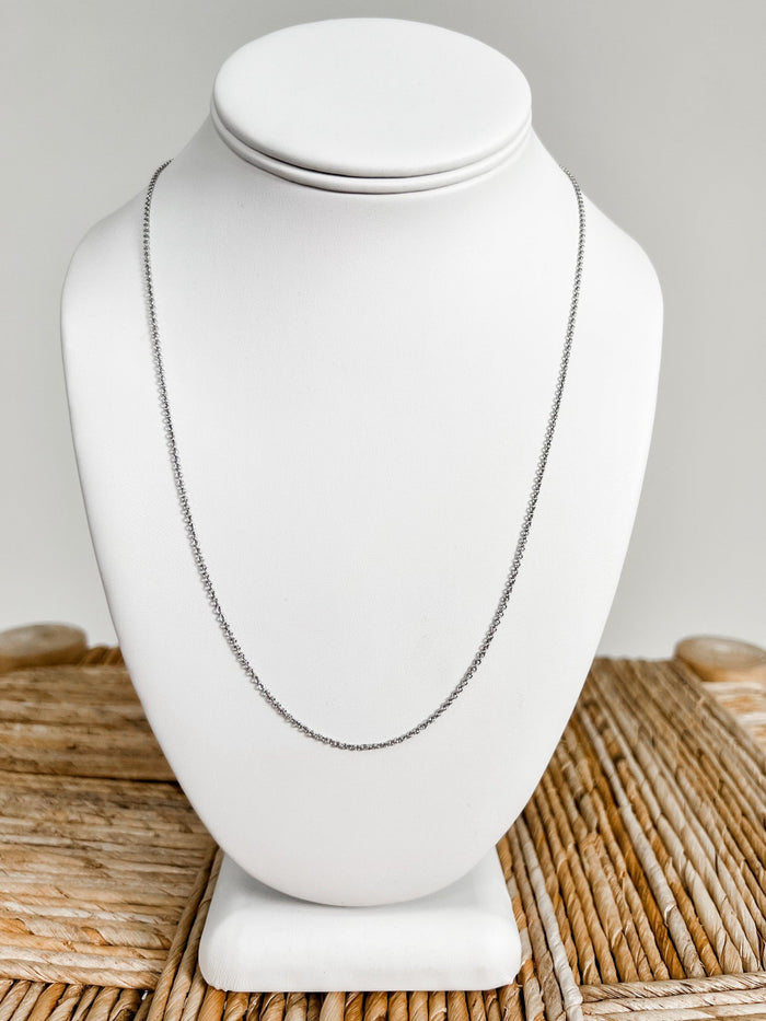 20 Skinny Cable Chain Necklace, Silver