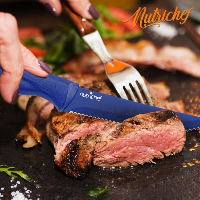 8-Piece Kitchen Knife Set - Long-Lasting Stainless Steel Blades, Blue