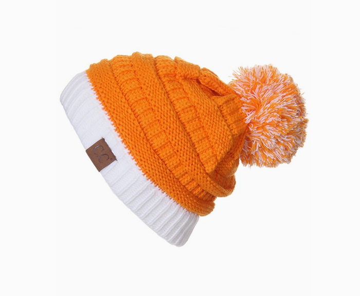 C.C. Game Day Team College Color Knit Cuff with Pom