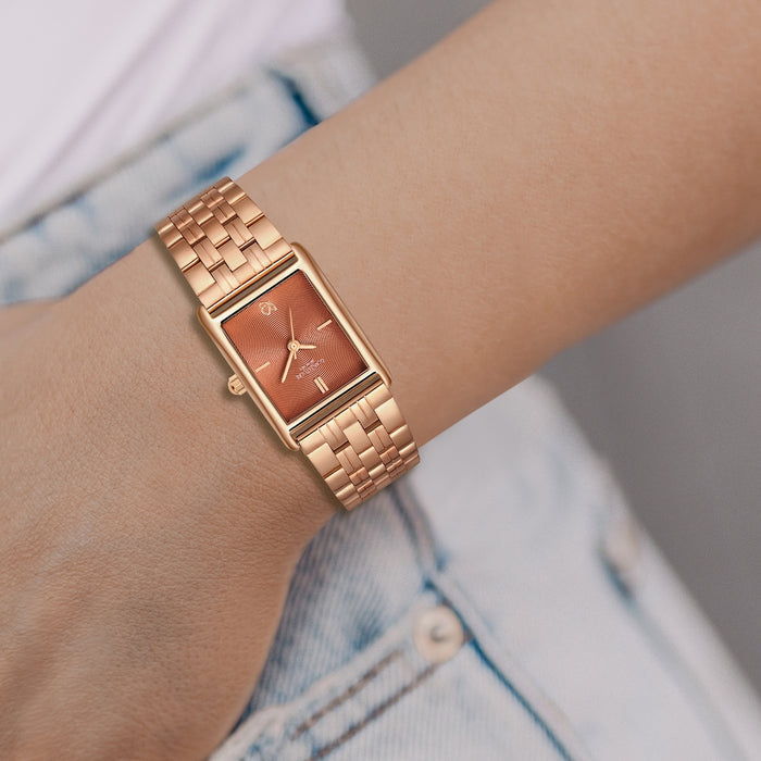 Damen Uhr Haidhausen braun mit Edelstahl-Armband gold