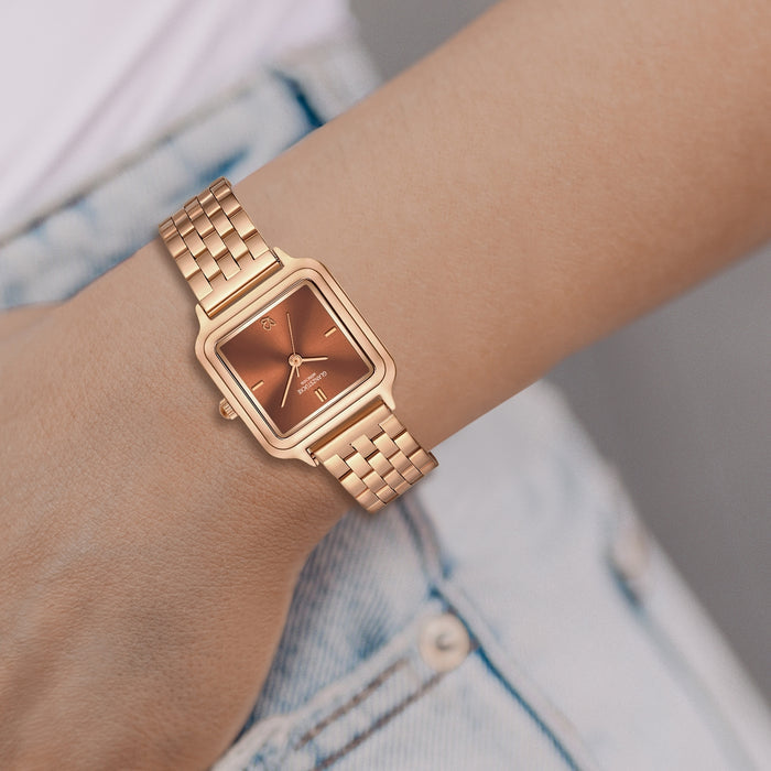 Damen Uhr Maxvorstadt braun mit Edelstahl-Armband roségold