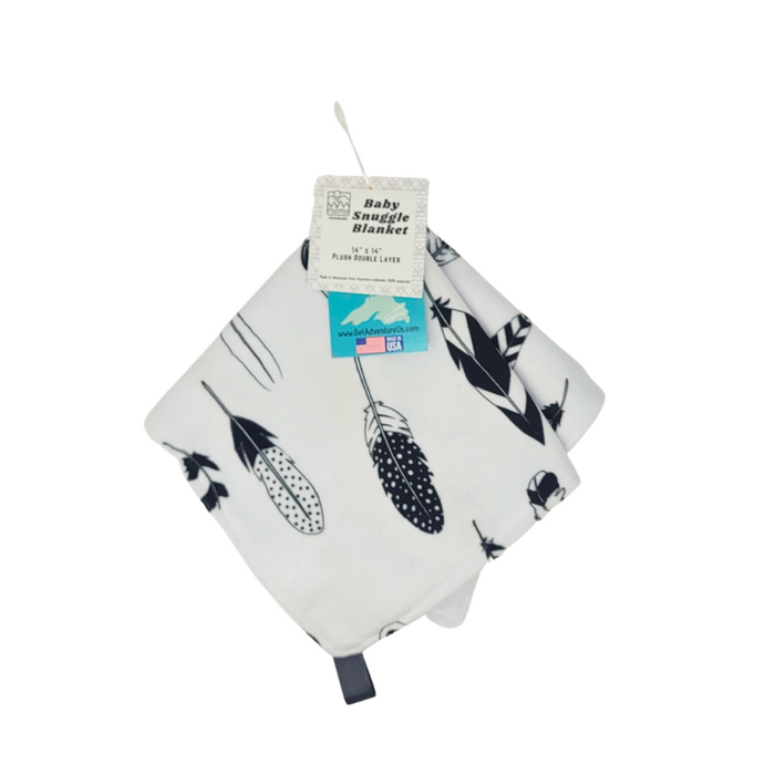 Our Baby Snuggle Blanket is handcrafted in Wisconsin from the softest minky fabric, creating a luxuriously, double-layered comfort lovey that will soothe even the fussiest baby. A truly special item, perfect for snuggling and gifting. Lux micro minky in a compact size for snuggles on the go. Add it to your diaper bag for easy soothing on all of your adventures. Polyester tag loop is perfect for securing to car seats and stroller as well as an additional sensory experience