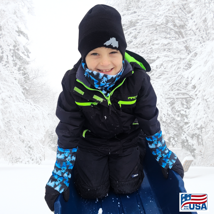 Look good and protect your neck and face from the cold and wind with a Neck Gaiter made in the USA by AdventureUs in Washburn Wisconsin. Made with high quality, pill-resistant Polartec® 200 Series fleece to keep adults and children warm and dry during cold weather and winter adventures. Neck warmers are a must-have addition to your cold weather layers.