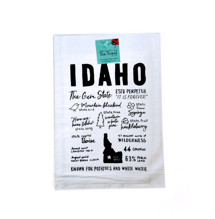 Idaho Facts Tea Towel, flour sack towel