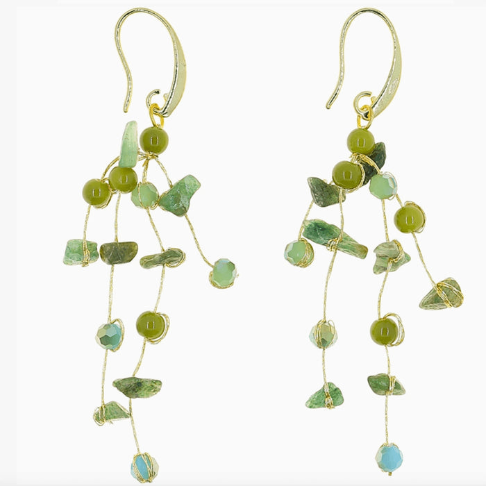Marquet Fair Trade Multistrand Silk and Stone Earings