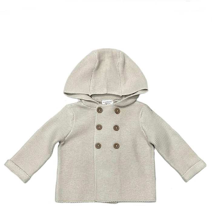 Organic Cotton Blue Hooded Baby Jacket | Chunky Knit Sweater