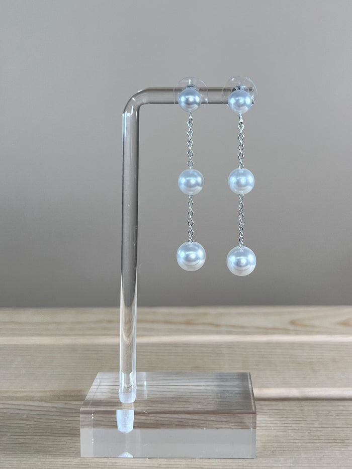 Pamela Pearl Drop Earrings, Silver