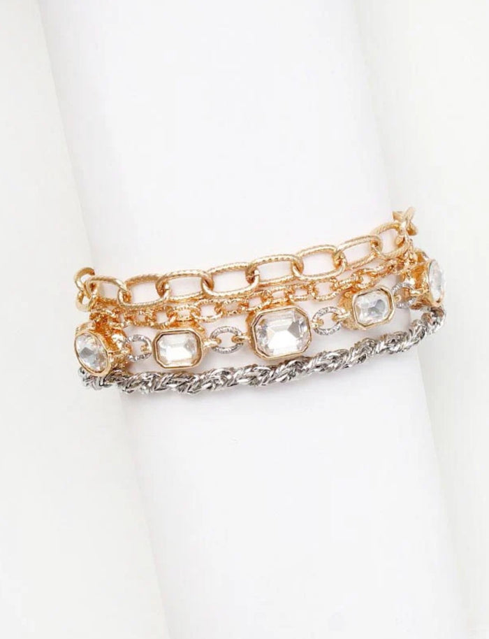Shimmer Chain Mixed Metals Bracelet Set