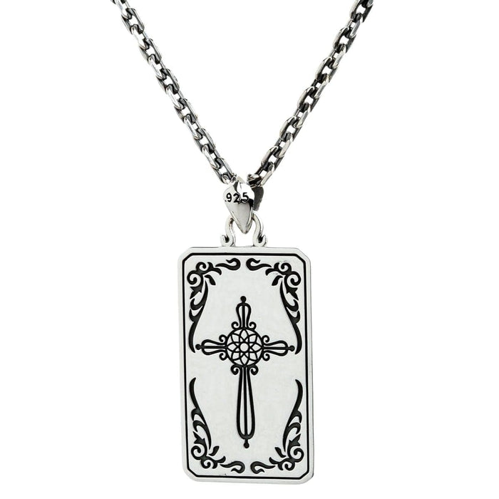 The back of the tarot card pendant, showing the .925 hallmark stamp.