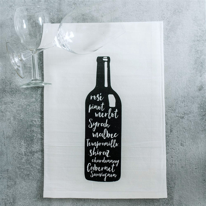 Wine Bottle Tea Towel, flour sack dish towel
