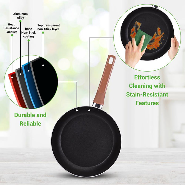 13-Piece Nonstick Cookware Set, Even Heat, Durable Coating, Brown