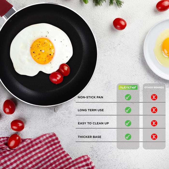 13-Piece Nonstick Cookware Set, Even Heat, Durable Coating, Red