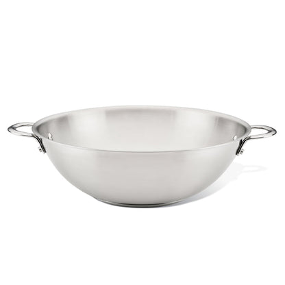 Rachael Ray 14-Inch Stainless Steel Induction Wok with dual handles.