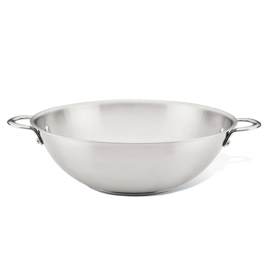 Rachael Ray 14-Inch Stainless Steel Induction Wok with dual handles.
