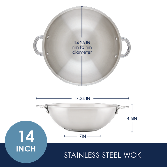 14-Inch Stainless Steel Induction Wok meets Rachael Ray Professional's standards.