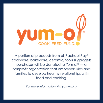 Graphic for Yum-o! donations featuring Rachael Ray's 14-Inch Steel Wok.