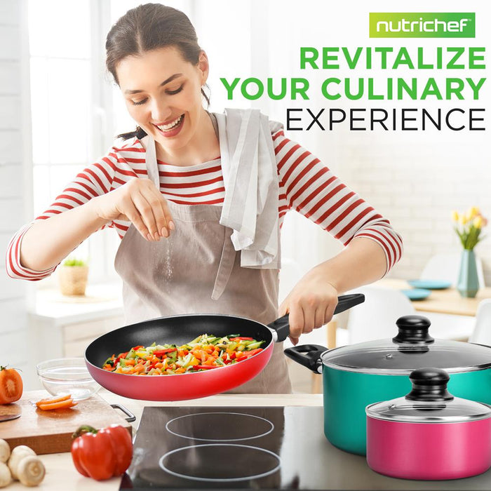 15-Piece Non-Stick Cookware Set, Even Heat, Colorful Lacquer Finish