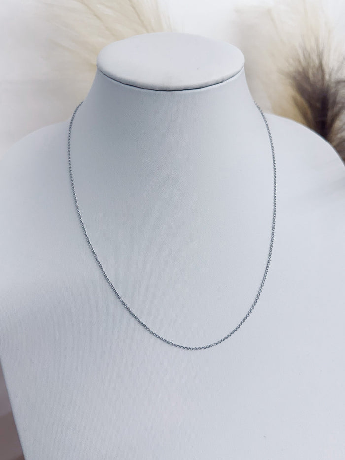 16" Skinny Rope Chain Necklace, Silver