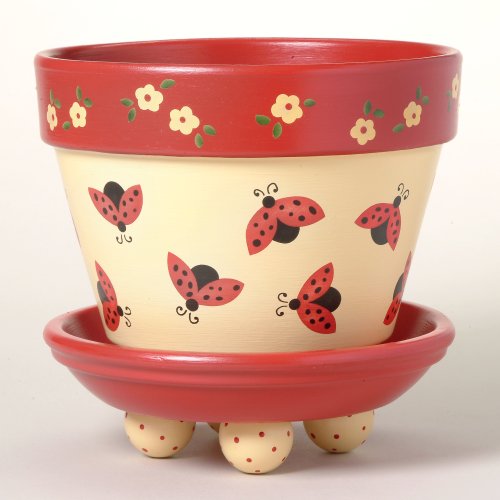 #169 Lady Bug Dance Flower Pot Stencil