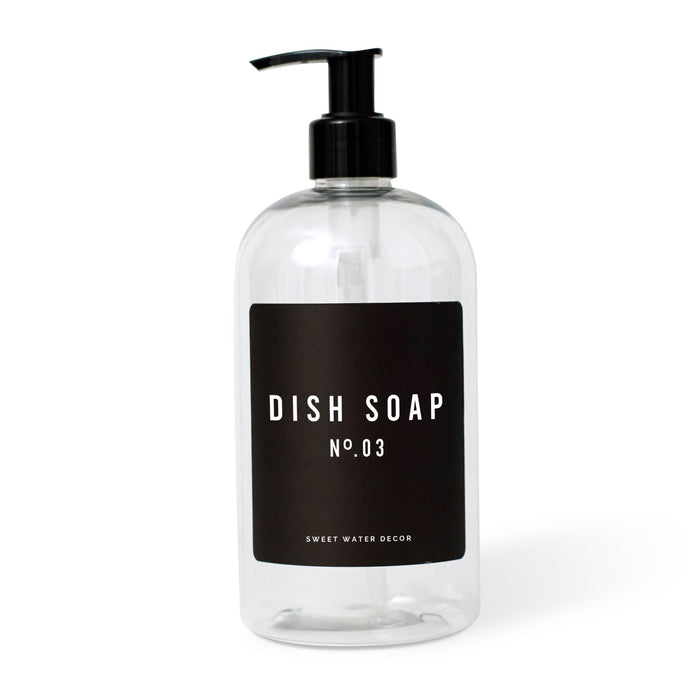 16oz Clear Plastic Dish Soap Dispenser - Black Label - Sweet Water Decor - Dispensers