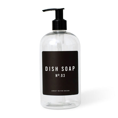 16oz Clear Plastic Dish Soap Dispenser - Black Label - Sweet Water Decor - Dispensers