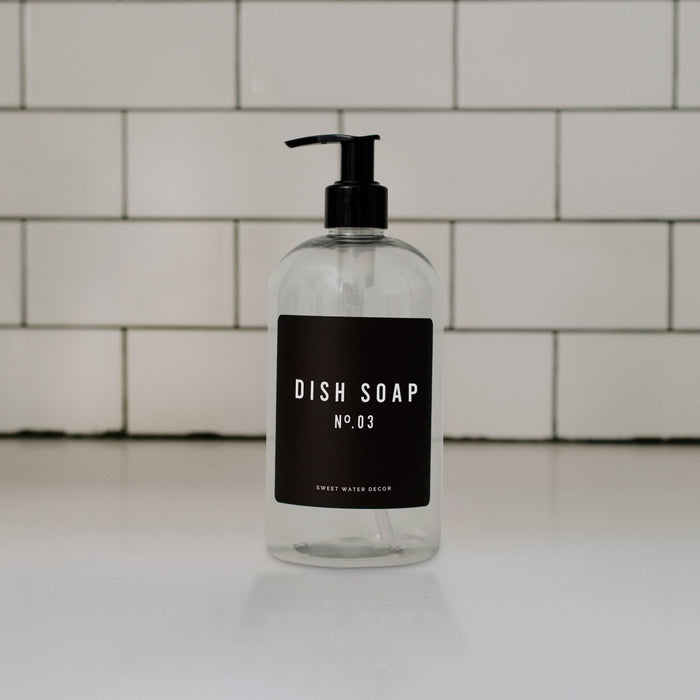 16oz Clear Plastic Dish Soap Dispenser - Black Label - Sweet Water Decor - Dispensers