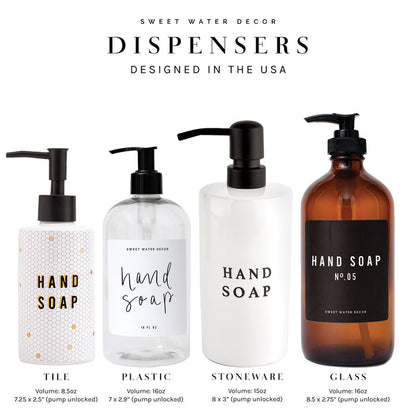 16oz Clear Plastic Dish Soap Dispenser - Black Label - Sweet Water Decor - Dispensers