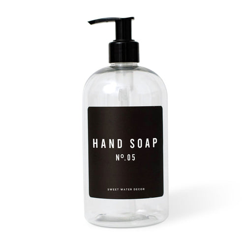16oz Clear Plastic Hand Soap Dispenser - Black Label - Sweet Water Decor - Dispensers
