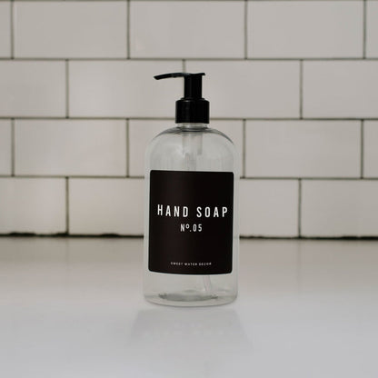 16oz Clear Plastic Hand Soap Dispenser - Black Label - Sweet Water Decor - Dispensers