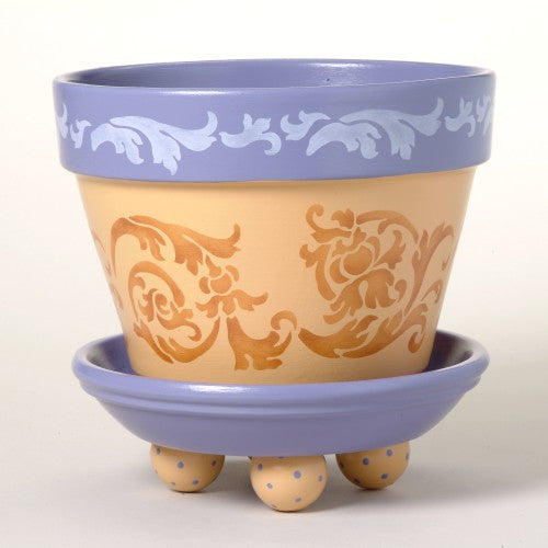 #174 Flourish Scrolls Flower Pot Stencil
