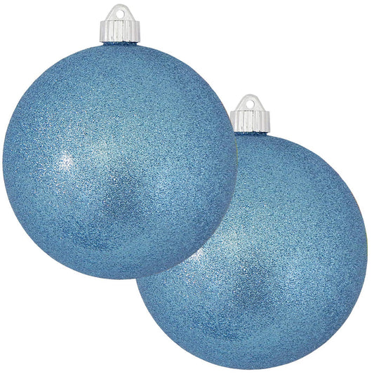 2 Pack - 6" (150mm) Glitter & Glitz Commercial Grade Indoor Outdoor Shatterproof Plastic Ball Ornaments