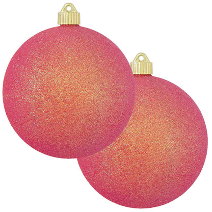 2 Pack - 6" (150mm) Glitter & Glitz Commercial Grade Indoor Outdoor Shatterproof Plastic Ball Ornaments