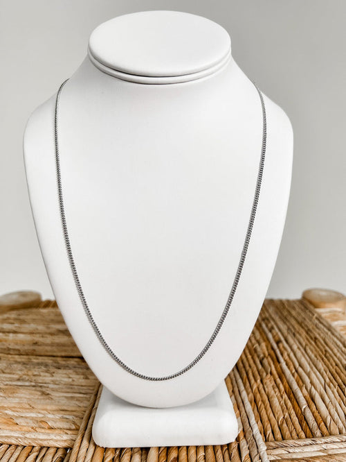 20 Skinny Curb Chain Necklace, Silver