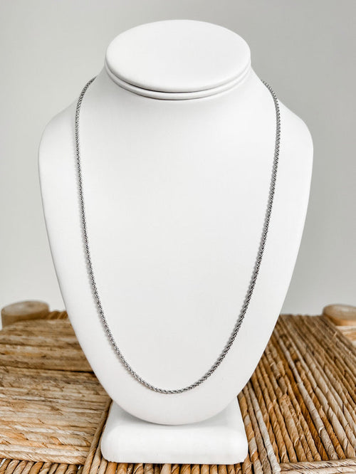 20 Skinny Rope Chain Necklace, Silver