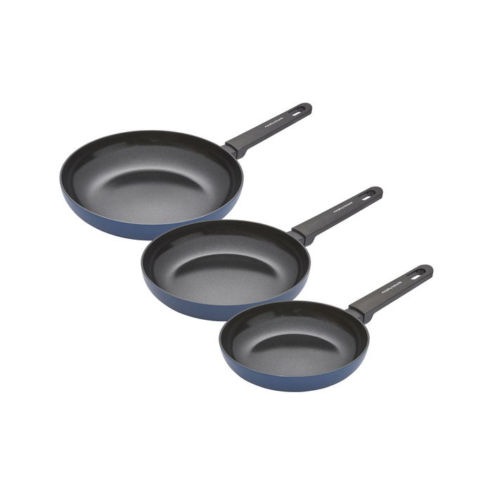 20cm, 24cm, 28cm Recycled Aluminium Frying Pan Set - Blue