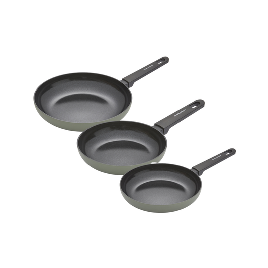 20cm, 24cm, 28cm Recycled Aluminium Frying Pan Set - Green