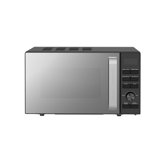 Black microwave oven on a white background