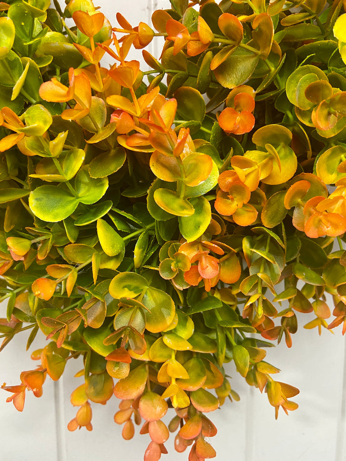 23-24" Square Fall Faux Boxwood Fall Door Wreath on Green Foam Base, Outdoor, Porch, Patio