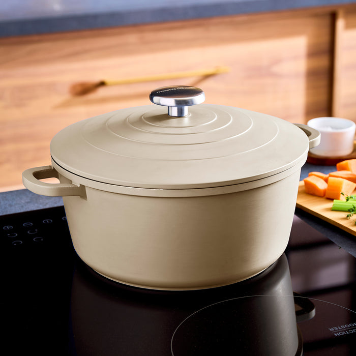 24cm Cast Aluminium Casserole Dish - Cream