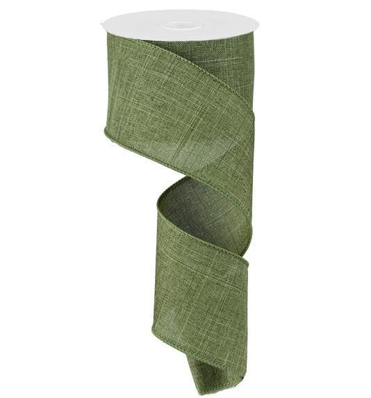 2.5" X 50yd Wired Denim Ribbon-Moss Green