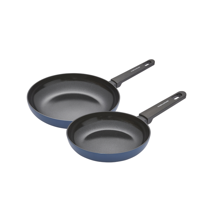 28cm and 20cm Recycled Aluminium Frying Pan Set - Blue