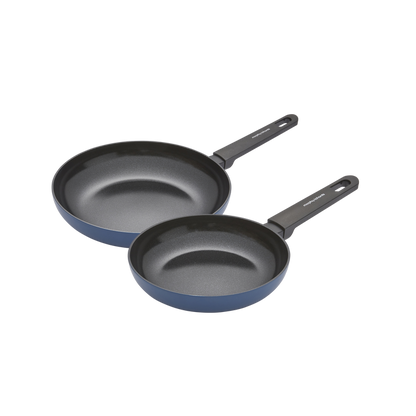 28cm and 20cm Recycled Aluminium Frying Pan Set - Blue