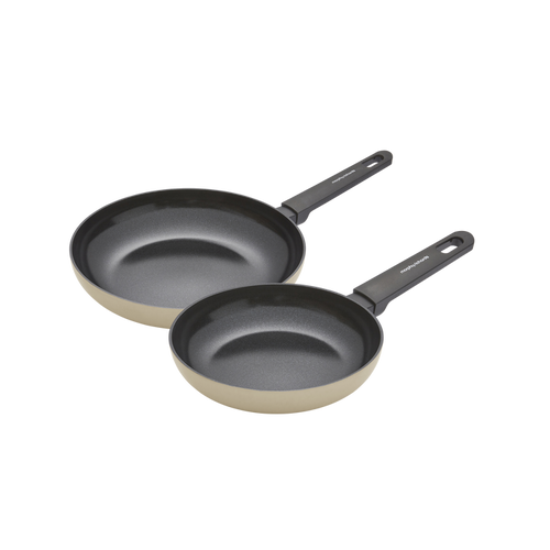 28cm and 20cm Recycled Aluminium Frying Pan Set - Cream