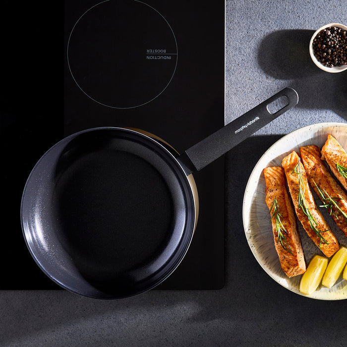 28cm and 20cm Recycled Aluminium Frying Pan Set - Cream