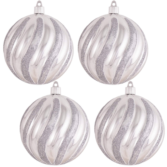 [4 Pack] 4 3/4" (120mm) Decorated Shatterproof Ball Ornaments