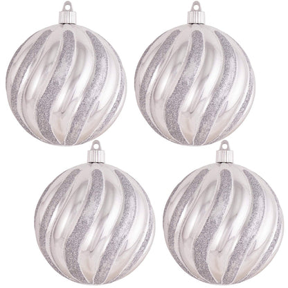 [4 Pack] 4 3/4" (120mm) Decorated Shatterproof Ball Ornaments