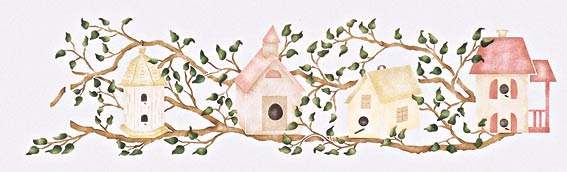 #520 Birdhouse Border Stencil