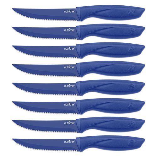 8-Piece Kitchen Knife Set - Long-Lasting Stainless Steel Blades, Blue