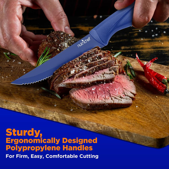 8-Piece Kitchen Knife Set - Long-Lasting Stainless Steel Blades, Blue